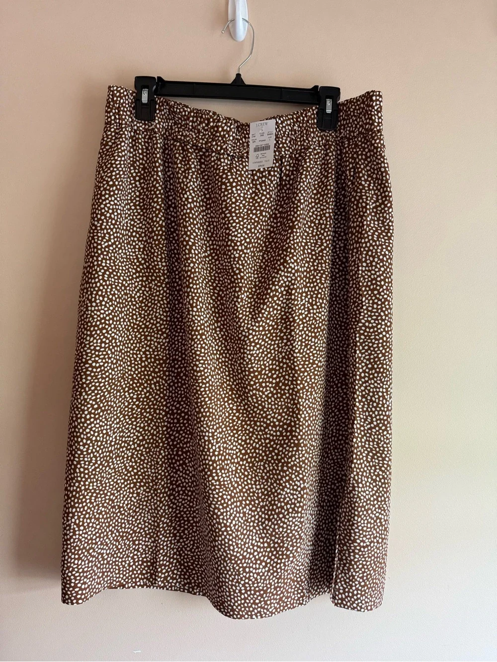 J. Crew Brown and Cream Dot Midi Skirt